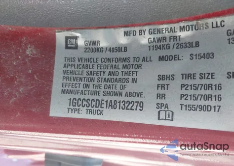 2010 Chevrolet Colorado Lt z USA, uszkodzony, nr VIN 1GCCSCDE1A8132279